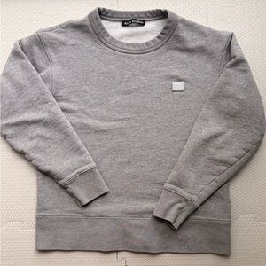 Acne Grey Crewneck Sweatshirt with Small Logo Patch